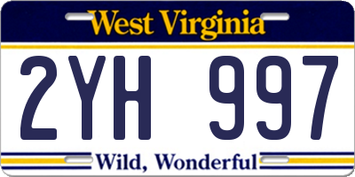 WV license plate 2YH997