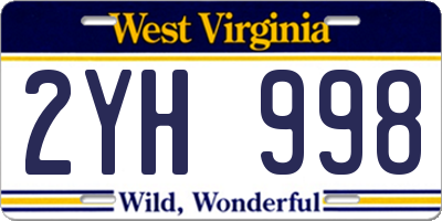 WV license plate 2YH998