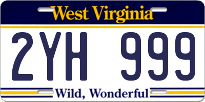WV license plate 2YH999
