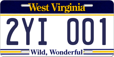 WV license plate 2YI001