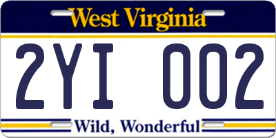 WV license plate 2YI002