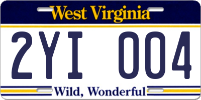 WV license plate 2YI004