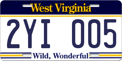 WV license plate 2YI005