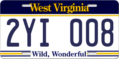 WV license plate 2YI008
