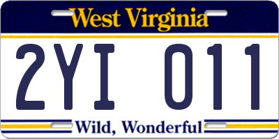 WV license plate 2YI011