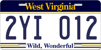 WV license plate 2YI012
