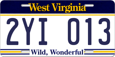 WV license plate 2YI013