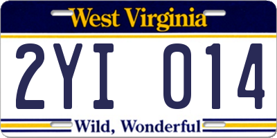 WV license plate 2YI014