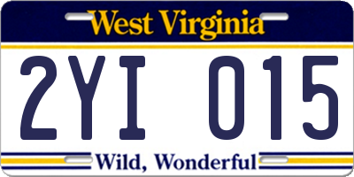 WV license plate 2YI015