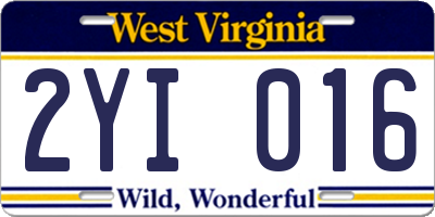 WV license plate 2YI016