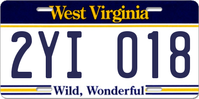 WV license plate 2YI018