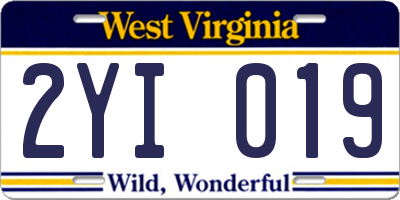 WV license plate 2YI019