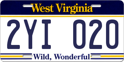 WV license plate 2YI020