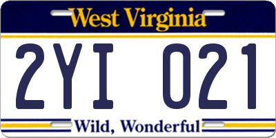 WV license plate 2YI021