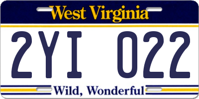 WV license plate 2YI022