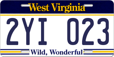 WV license plate 2YI023