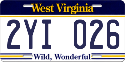WV license plate 2YI026
