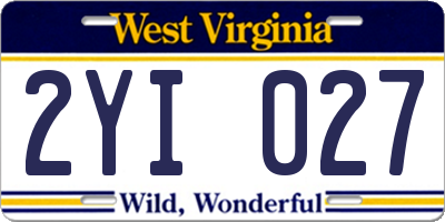 WV license plate 2YI027