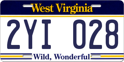 WV license plate 2YI028