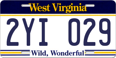 WV license plate 2YI029