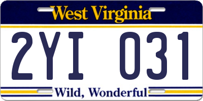 WV license plate 2YI031