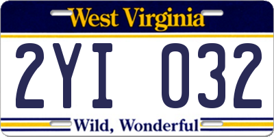 WV license plate 2YI032