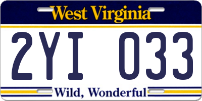 WV license plate 2YI033