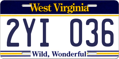 WV license plate 2YI036