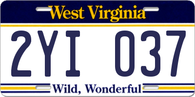 WV license plate 2YI037