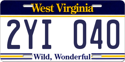 WV license plate 2YI040