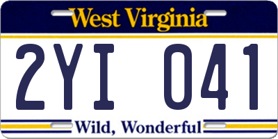 WV license plate 2YI041