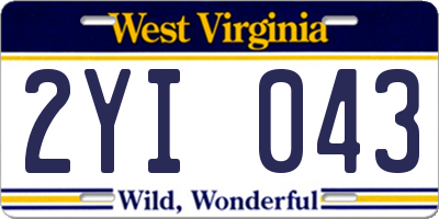 WV license plate 2YI043