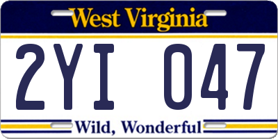 WV license plate 2YI047
