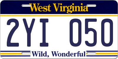 WV license plate 2YI050