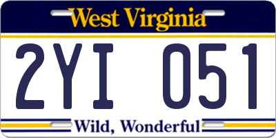 WV license plate 2YI051
