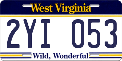 WV license plate 2YI053