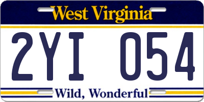 WV license plate 2YI054