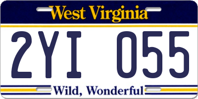 WV license plate 2YI055