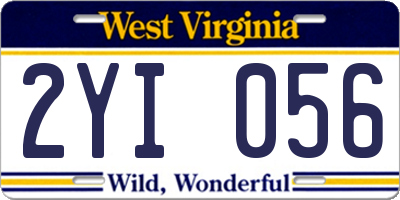 WV license plate 2YI056