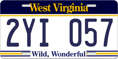 WV license plate 2YI057