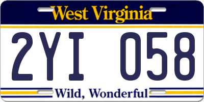 WV license plate 2YI058