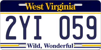WV license plate 2YI059