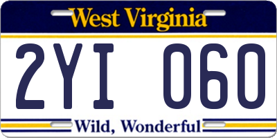 WV license plate 2YI060