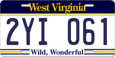WV license plate 2YI061