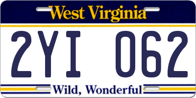 WV license plate 2YI062