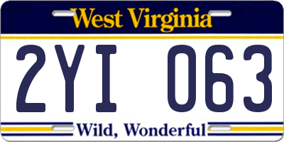 WV license plate 2YI063