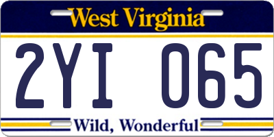 WV license plate 2YI065