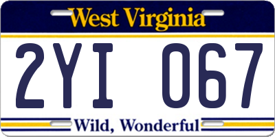 WV license plate 2YI067