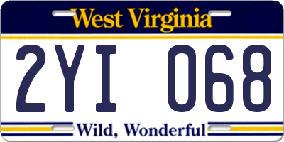 WV license plate 2YI068