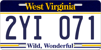 WV license plate 2YI071